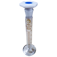 Liv Measuring Mixing Cylinder with Hex Base and Plastic Stopper, Class B, 5mL, SJ 10/19, Brown Stain Grad, Boro Glass, European, Each Each