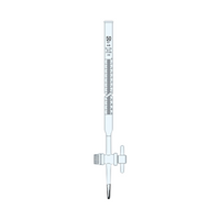 Burette with Straight Bore Interchangeable PTFE Key and Amber Printing, 25mL, 0.1mL Subdivision, Borosilicate Glass, Class A, Each Each