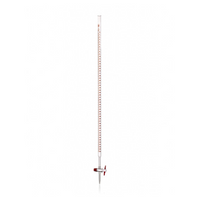 Simax Burette with Straight Bore Stopcock and Teflon Key, 10mL, 0.02 mL Subdivision, Qualicolor, Class AS, Borosilicate Glass, Each Each