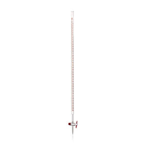 Simax Burette with Straight Bore Stopcock and Teflon Key, 10mL, 0.02 mL Subdivision, Qualicolor, Class AS, Borosilicate Glass, Each Each