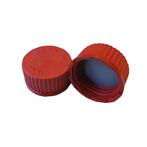 Screw Cap with Insert for 100ml to 5L Lab Bottle,PBT-Polybutylene terephthalate, GL45, Red, No Liner, 10/Pack Pack