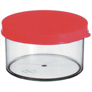 Aptaca Sputum Container with Press Cap, 60mL, 34 x 60mm, Recyclable Polystyrene, 100 Pieces/Set Each
