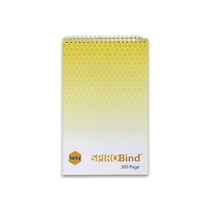 Marbig Spiral Notebook, A5, 200 x 127mm, 300 Pages, Top Bound, Yellow, Each