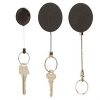 Rexel Retractable Key Holder, Nylon Cord, Black, 83cm, Each Each