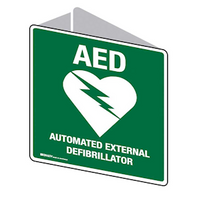 AED 3D Emergency Sign, "Automated External Defibrillator", 225 x 225mm, Polypropylene, Each Each