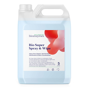 Bioenzymes Super Spray & Wipe, Superior Cleaner/Degreaser, Hospital Grade, Non-Flammable, Biodegradable, Phosphate-Free, 5 Litre, Each Each