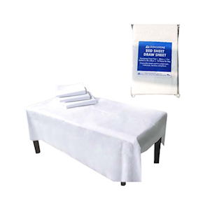Livingstone Draw Sheet or Bed Sheet, 80 x 190 cm, Folded to 20 x 30 cm, Nonwoven Linen Feel, 10/Polybag, 100/Carton Carton