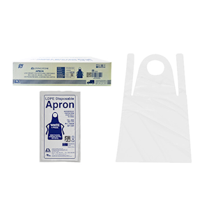 Bulk Buy Sale Livingstone Disposable Apron, 85 x 150cm, Recyclable LDPE, Bib Type, Single Pack, White, 1,000 pcs in 10 bxs of 100 Carton