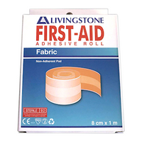 Out of Date, LIV Adhesive Fabric First Aid Roll w/ Pad 8cm x 1 M, 1/PK, Original Unopened Condition, Price Discounted, While Stocks last Pack