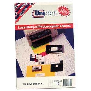COP/LAS/INK LABEL 16UP A4 SHT WHITE 1600L 100/BOX Box