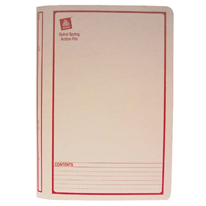 SPRING FILE F/C BUFF RED BORDER 25/BX Box
