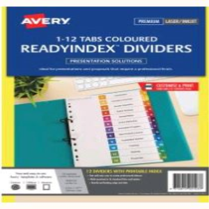 Avery L7411-12R Ready Index Set, 12 Tabs, Each Set
