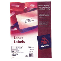 Avery Laser Address Labels, L7162, 16UP, 99.1 x 34mm, White, 100 Sheets/Pack Box