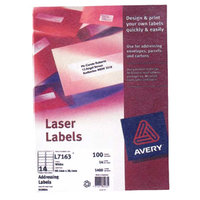 Avery Laser Address Labels, L7159, 24UP, 63 x 33.8mm, White, 100 Sheets/Pack Box