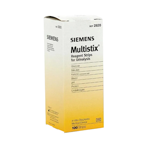 Siemens 2820 Multistix Reagent Strips, 7 Tests/Strip, 100 Pieces/Pack Pack