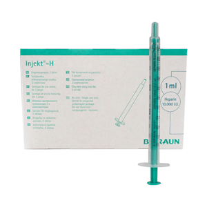 B. Braun Injekt-H Low Dead Space Syringe, 1mL, Luer Slip, Heparin Scaling, 100 Pieces/Box