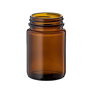 Glass Jars, Cosmetic Jars, 125mL, 48mm 400 Screw Neck Finish, Round, Amber, 42/Pack Pack