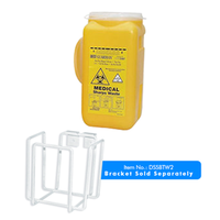 BD Needles Sharps Waste Collector, 1.4 Litres Capacity, with Snap On Lid, Yellow, Fits Bracket DSSBTW2, Each