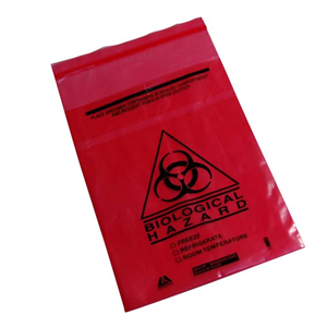 Livingstone Biohazard Specimen Bag, 4-Ply, 2 Compartments "Select Freeze, Refrigerate or Room Temperature", Red, 1000 Pieces/Carton