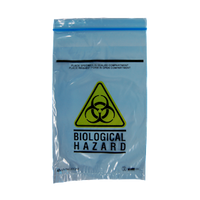 Livingstone Biohazard Specimen Bag, 16 x 24.5cm, 3-Ply, 2 Compt, Zip Compt, 2-Ply, 45um, Pouch Compt, 1-Ply, 32um, Blue Tint, 100 Pieces/Pack Pack