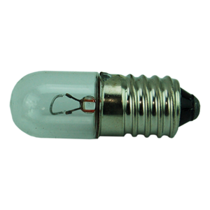Light Globe Bulb, 27mm Overall Length x 9mm Width x 14mm Glass Length, 12V, 100mA, Miniature Edison Screw (MES) Standard Tube, Each Each