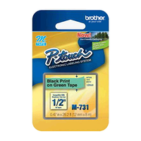 Brother Tape P-Touch, 12mm, Black on Green, Each Each