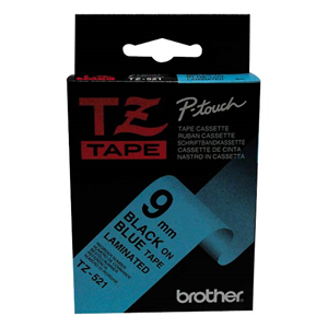 BROTHER TAPE TZ 9MM TZ-521 BLKON BLUE EACH Pack