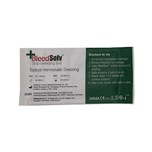 BleedSolv Topical Haemostatic Gauze Dressing, 5 x 5cm, Sterile, Hypoallergenic, 12 Pieces/Box