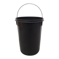 Bucket, 20 Liters, 28.5 Top Diameter x 23 Bottom Diameter x 38 Height cm, with Metal Handle, without Lid, Recyclable Plastic, Black Each