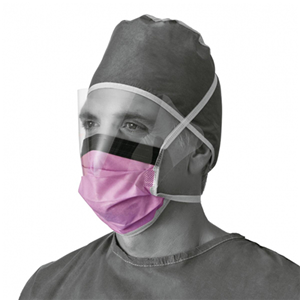 Face Mask, for Non-Therapeutic Use, Anti-Fog, Fog Free, Anti-Glare Visor, Tie Back, Blue, 25/Box Box