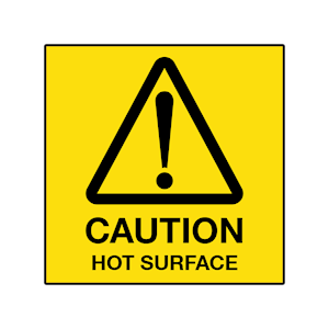Livingstone Safety Signs, Caution: Hot Surface, 10 x10cm, Self-Adhesive Vinyl, Each Each