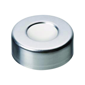 Livingstone Crimp Cap, 20mm, with 3mm Thick Natural PTFE/White Silicone Septa, Open Top, Aluminium, 100 Pieces/Pack