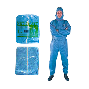 Livingstone Coveralls Protective Suit w/ Hood, 40gsm, Medium, Non-Woven Recyclable Polypropylene and PE, Water Repellent, Blue, 50/Carton Carton