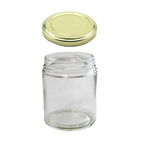 Cospak Clear Glass Jar with 63mm Twist Neck, with Gold Metal Cap, 190mL, Height 81.8mm, 65mm, Round, Flint, Each Each