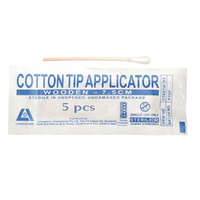 Livingstone Cotton Tip Applicator, Single Tipped, Biodegradable Wooden Stem, 7.5cm, Sterile, 5 Pieces/Pack Pack