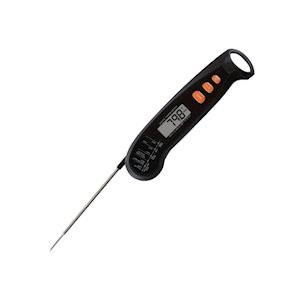 Digital Food Thermometer, 28.7 x 11.5cm, -58 to 300degC, -58 to 572degF, with Foldable Probe, Metal, Black, Each