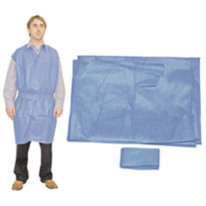 Short Sleeve Gown with Tie, Dust Coat, Cool Blue, 40gsm, Latex Free, 100/Carton Carton