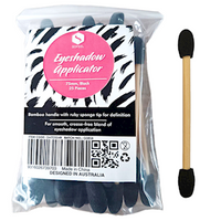 Sofeel Eyeshadow Applicator, Ruby Sponge, Double Ended, 75mm Length, Biodegradable Bamboo Handle, 25 Pieces/Pack Pack