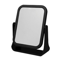 Table Mirror, 360deg rotation, Magnifying, Double Sided, Black, Square, Each