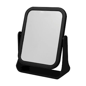 Table Mirror, 360deg rotation, Magnifying, Double Sided, Black, Square, Each