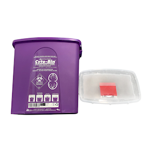Liv Cytotoxic Purple Sharps Needles Waste Collector, 23 Litres, with Sliding Lid and Finger Guard, Recyclable Plastic Each