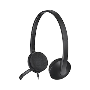 Logitech H340 USB Headset with Bi-Directional Microphone, 60(D) x 175(W) x 160(H) mm, Black, Each Each