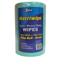 Merriwipe Super Heavy Duty 30 x 50cm, 45 Metres, Green, 90 Sheets/Roll, 4 Rolls/Carton Carton