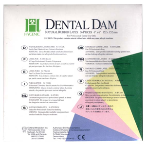 HYGIENIC RUBBER DAM DARK HVY 6x6in 36/PK Pack