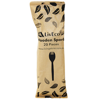 Liv Eco Wooden Spork, 165 x 34mm, Non-Sterile, 20 Pieces/Pack, 50 Packs/Carton Carton