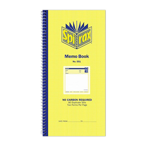 Spirax No. 551, Memo Book, 80 Duplicate Sets, Each Each