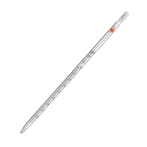 Superior Marienfeld Graduated Pipette, 25:0.1 ml, +/- 0,1 ml, Class AS, Soda Lime Glass, Clear Glass, Amber Stain Graduation, Each Each