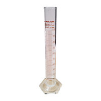 Lincon Measuring Cylinder with Hex Base and Spout, Tall Form, Class A, 100mL, 32 x 240(H) mm, Amber Stain Grad, Boro Glass, 1/Box Each
