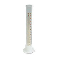 Lincon Measuring Cylinder with Plastic Hex Base and Collar, Tall Form, Class A, 250mL, Amber Stain Grad, Borosilicate Glass, 2/Box Box