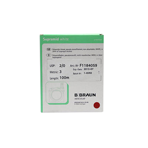 B Braun Supramid USP 2/0 Cassette 100 meters, White, No Needle Each